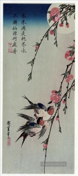  blüte - Mondschwalben und Pfirsichblüten Utagawa Hiroshige Ukiyoe